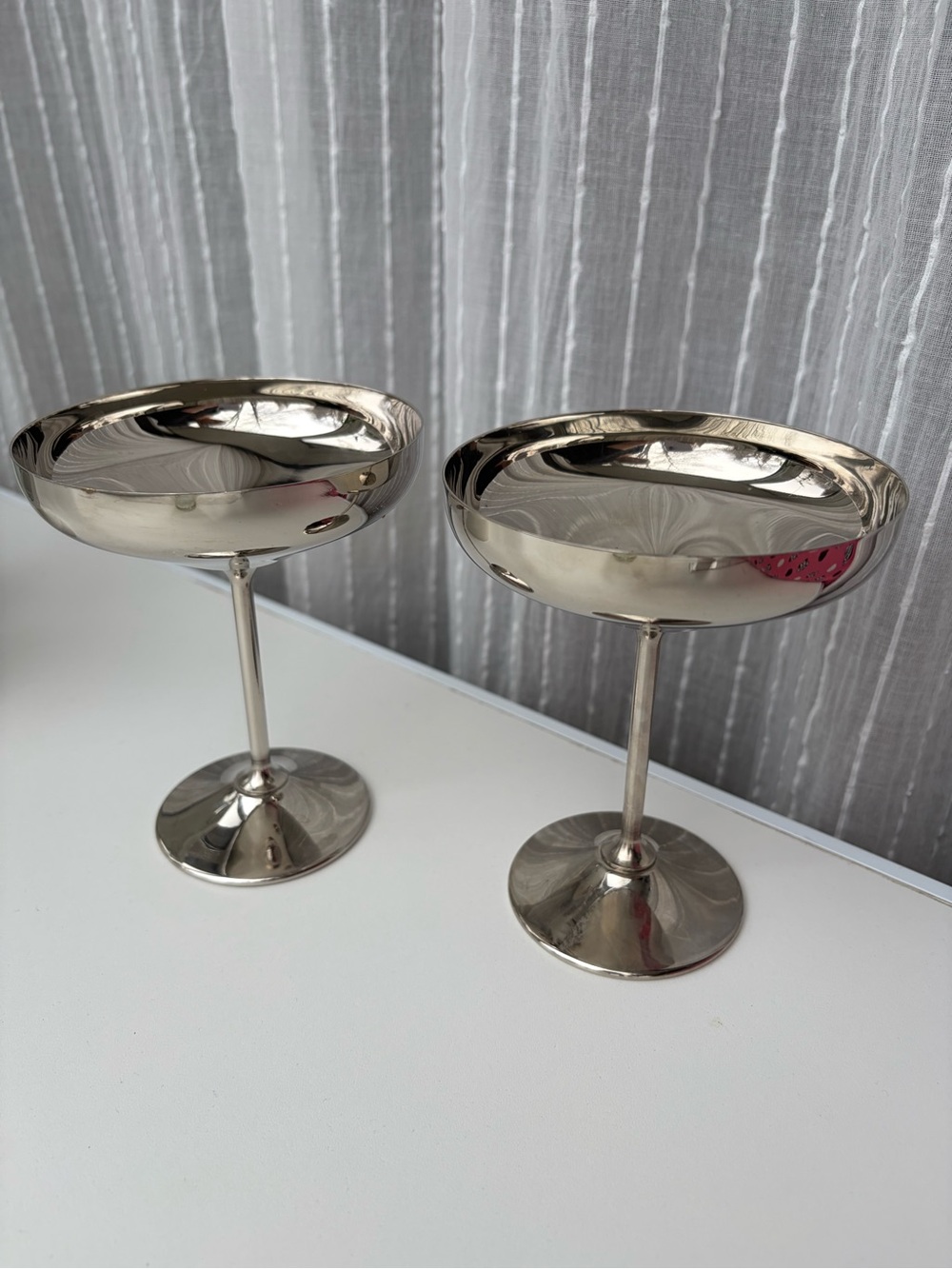 Vintage EP Brass Seville Spain Silver Plated Champagne Coupes / Wedding Goblets